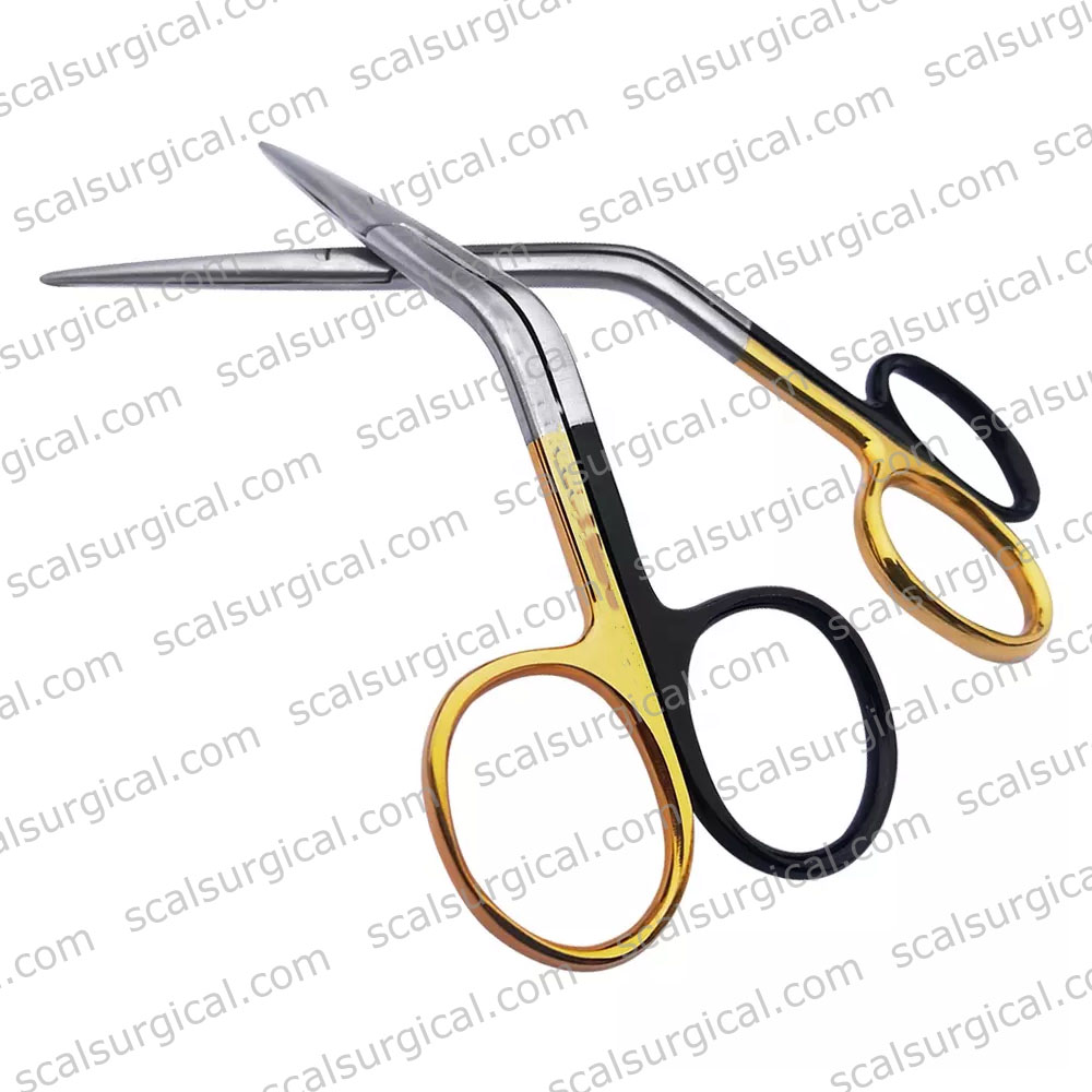 Fomon Dorsal Scissors - Angled Shanks Serrated Blades